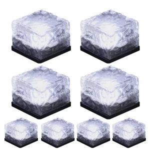 TiokMc Solar Brick Lights Solar Ice Cube Light 8Pack