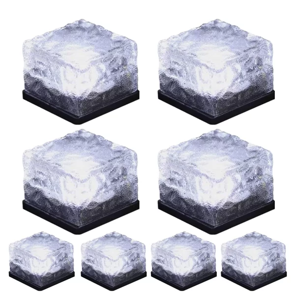 TiokMc Solar Brick Lights Solar Ice Cube Light 8Pack