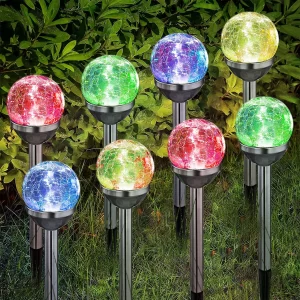 TiokMc 8 Pack Solar Globe Light Stakes