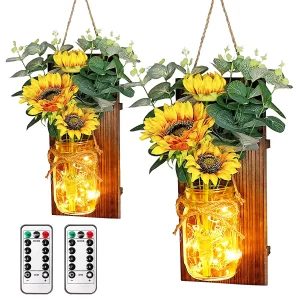 TiokMc Sunflowers Mason Jar Lights