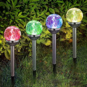 TiokMc 4 Pack Solar Globe Light Stakes
