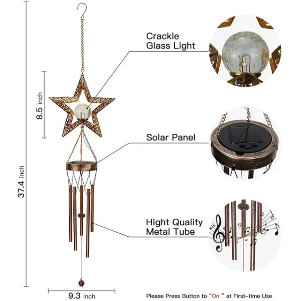 TiokMc Solar Star Wind Chimes - Image 2