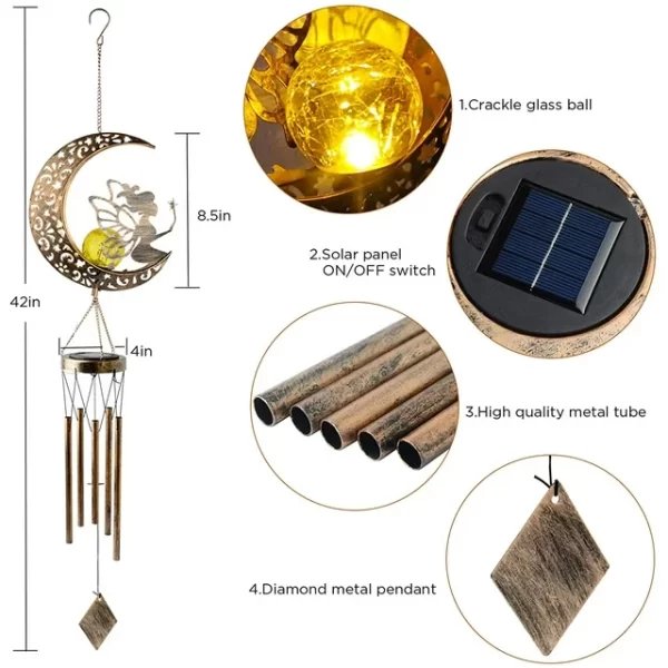 TiokMc Solar Moon Fairy Wind Chimes - Image 2