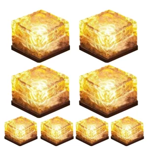 TiokMc Solar Brick Lights Solar Ice Cube Light 8Pack