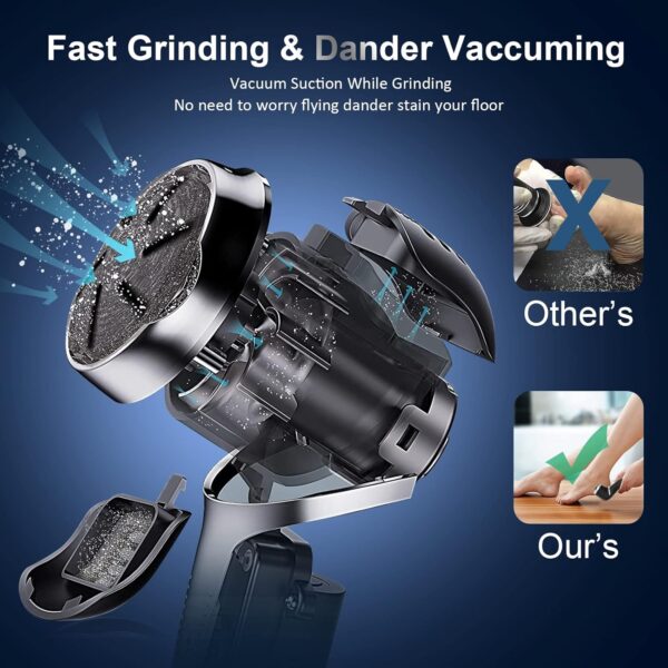 Electric Callus Remover for Feet (with Dander Vacuum), with 3Head&LCD Display - Image 3