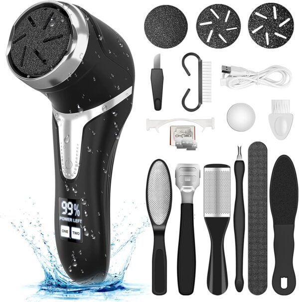 Electric Callus Remover for Feet (with Dander Vacuum), with 3Head&LCD Display