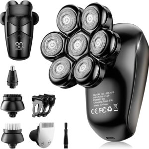 Detachable Head Shavers, 5 in 1 Electric Razor IPX7 Waterproof Black
