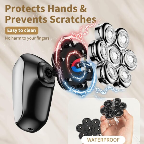Detachable Head Shavers, 5 in 1 Electric Razor IPX7 Waterproof Silver - Image 2
