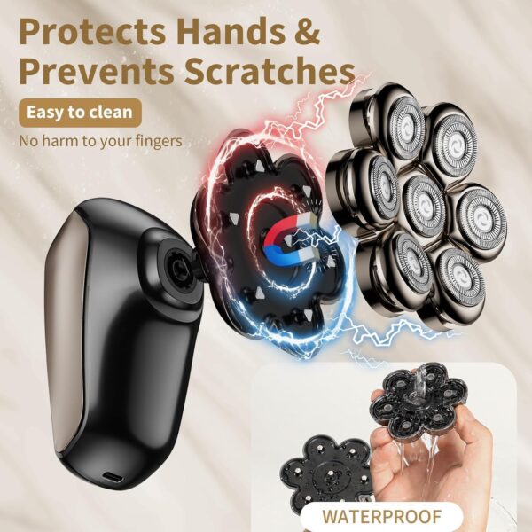 Detachable Head Shavers, 5 in 1 Electric Razor IPX7 Waterproof Black - Image 2