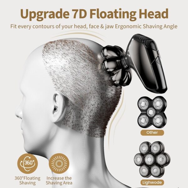 Detachable Head Shavers, 5 in 1 Electric Razor IPX7 Waterproof Black - Image 4