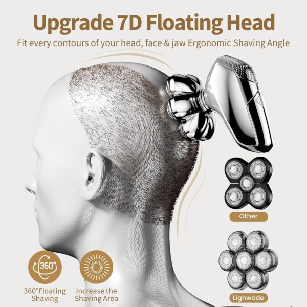 Detachable Head Shavers, 5 in 1 Electric Razor IPX7 Waterproof Silver - Image 3