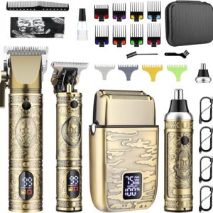 Hair Clippers for Men, Beard Trimming Kit, Clippers and Trimmers Set Bronze