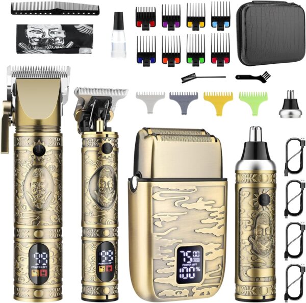 Hair Clippers for Men, Beard Trimming Kit, Clippers and Trimmers Set Bronze